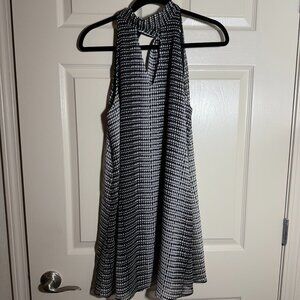 Tyche Black White Patterned Halter Dress